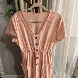 Pink button down midi dress